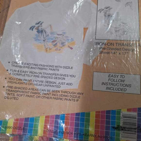 New 1990 DIZZLE Pre-Shaded Kids At The Shore 14" X 17" Sheet Hot Iron #50057 - Picture 5 of 8